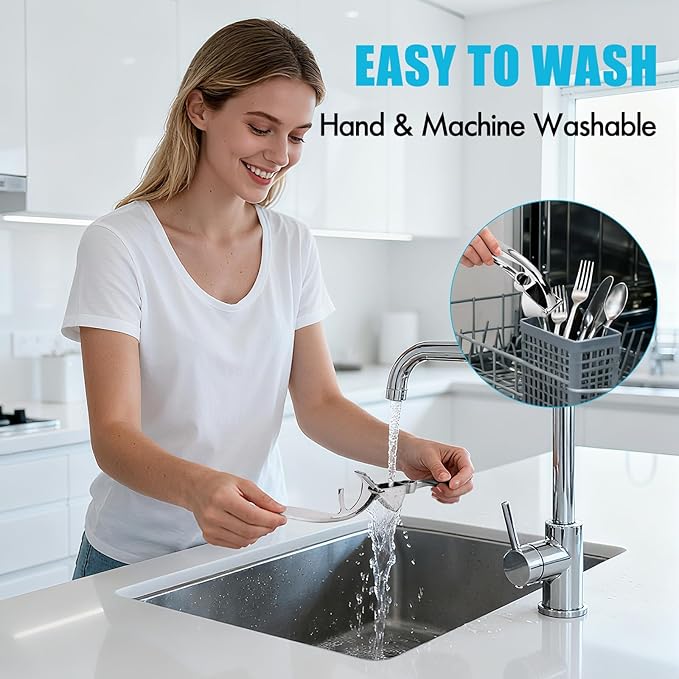 Garlic Press, Premium Kitchen Metal Garlic Crusher Masher Tool, Rust Proof & Dishwasher Safe, Heavy Duty Professional Garlic Mincer with Ergonomic Handle, Easy to Squeeze and Clean -Silver