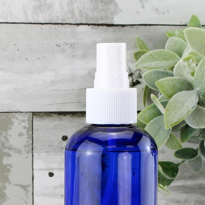 Cornucopia Brands 8oz Blue Plastic Spray Bottles with White Fine Mist Atomizers (Pack of 6) for DIY Home Cleaning, Aromatherapy, Beauty Care