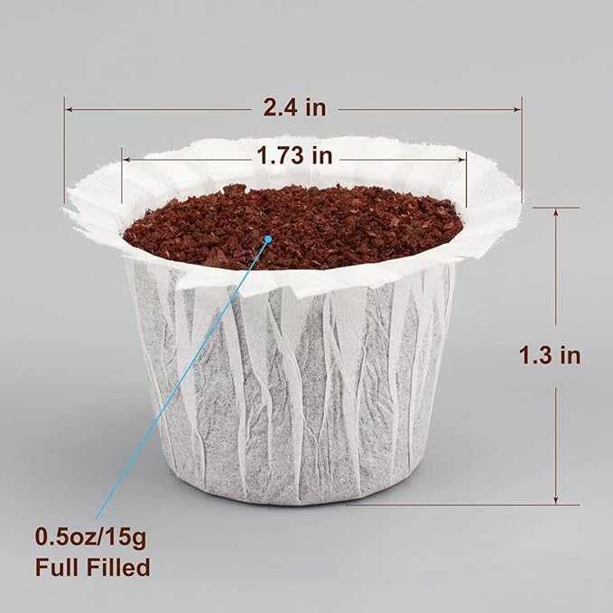 Haetyly 100 Count Disposable Coffee Paper Filters Compatible with Keurig Single Serve 1.0 and 2.0, Fits All Brands Reusable K Cup Filters