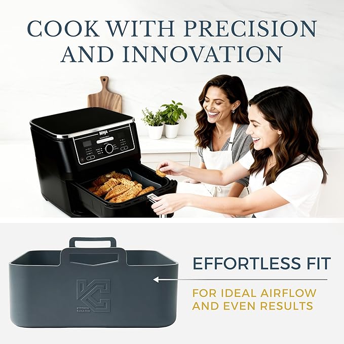 2pcs Silicone Air Fryer Liners, 10 QT, Air Fryer DZ401 DZ550 DZ201 Air Fryer Accessories, Reusable, Dual Air Fryer Silicone LIner, 2.63 Thick Premium