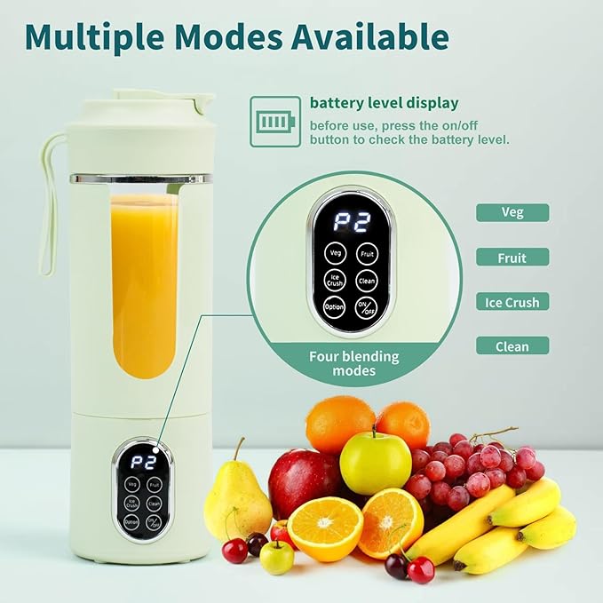 530ML Portable Blender,Mini Portable Electric USB Juicer,Small Personal Blender for Smoothies and Shakes,With Automatic Cleaning Function,Multi-Purpose and Easy To Use(green)