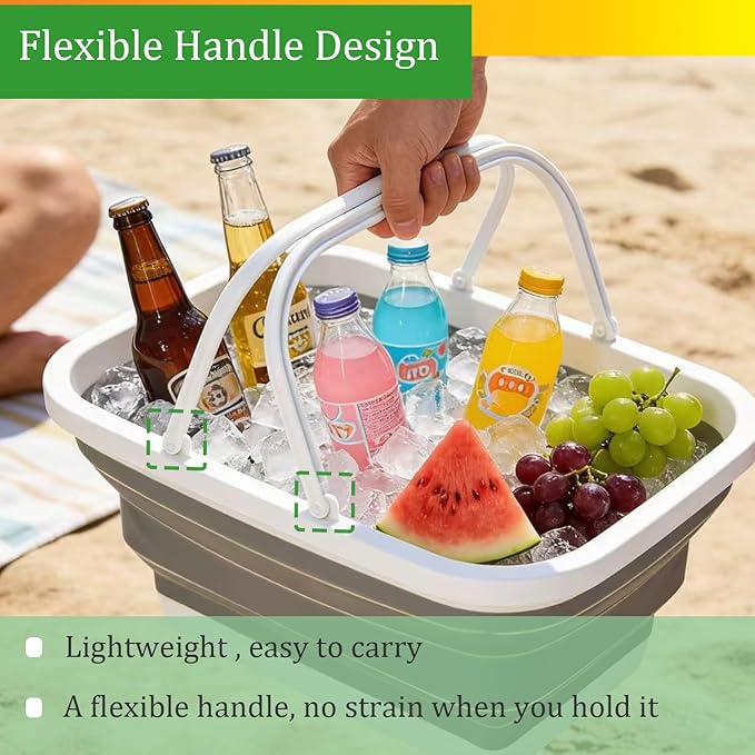 GIEHOUGRIO Ice Buckets for Parties Large and Collapsible Plastic Beverage Cooler Tub for Champagne Beer Sparkling Wine Cocktails, Versatile and portable