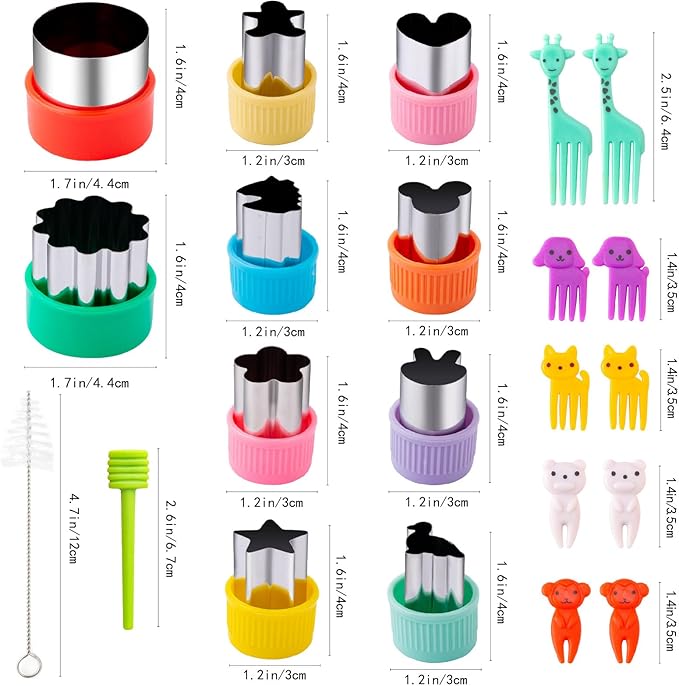 Fruit Cutters Shapes for Kids 22 Pcs, Mini Cookie Cutters Set, Vegetable Cutter with Food Picks