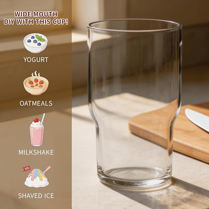 BLUEPOLAR 470ml/16oz Ribbed Glass Tumbler with Straw and Lid, BPA-Free Reusable Iced Coffee Cups with Lids, Thickened Coffee Tumbler for Office/Travel/Car (18oz)