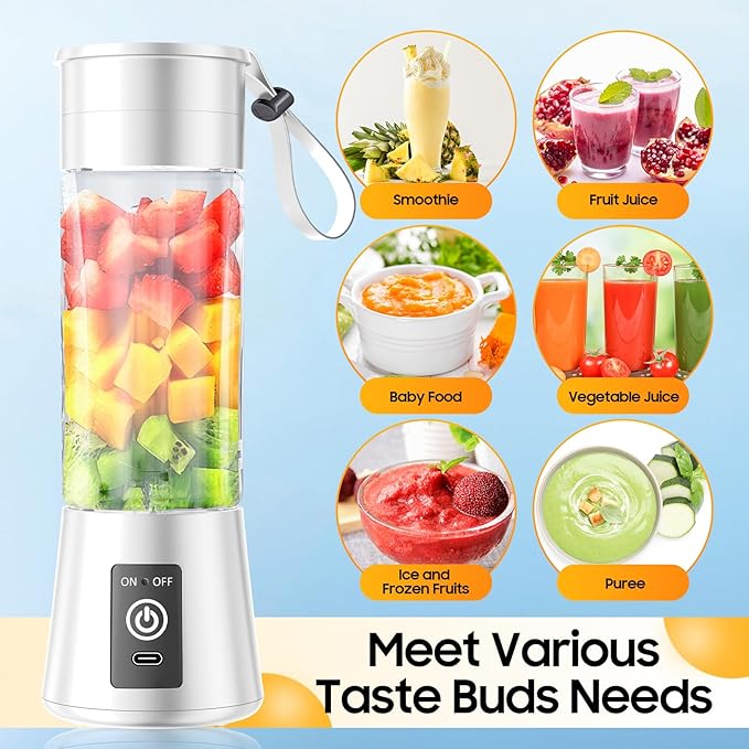 Portable Blender for Smoothies & Shakes - Cordless Personal Size Mini Blender with BAP Free Juice Cup, USB Rechargeable Suit for Sports/Picnic