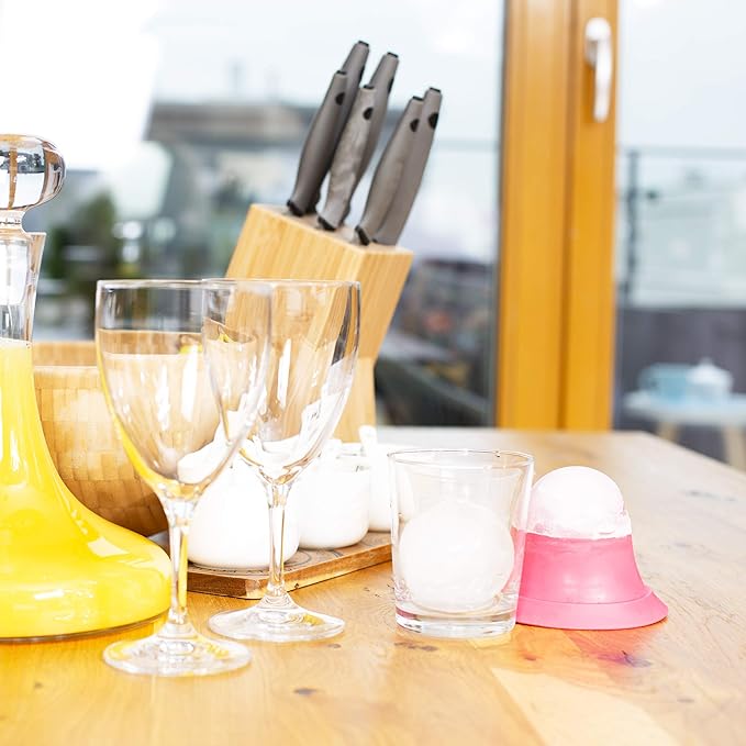 Sphere Ice Maker ball Molds - Large Clear Rubber reusable plastic opal Ice Mold Round Small Ice Cubes Drinks Silicone Tray Silicone Whiskey Ice Cube Trays Balls Makers With Lids Ice Orb