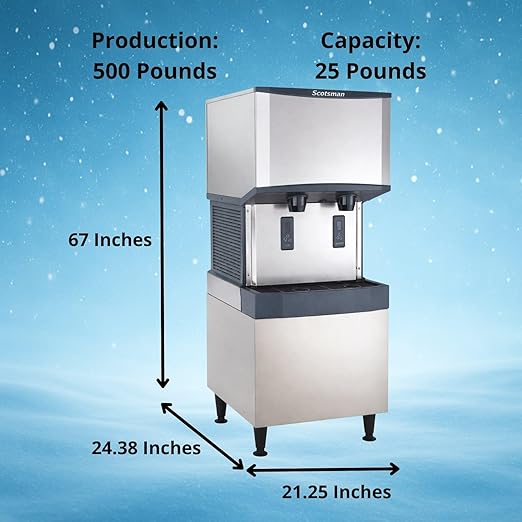 Scotsman Meridian Touchfree Countertop Nugget Ice Maker & Water Dispenser - 500 lb/Day, 25 lb Storage Bin, Stand