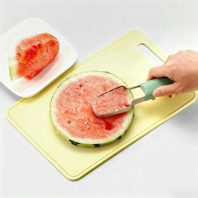 Watermelon Cutter Slicer Tool 3 in 1, Stainless Steel Melon Slicer & Fruit Cutter for Watermelon, Cantaloupe, Mango, Kitchen Gadget for Family, Camping, Picnic