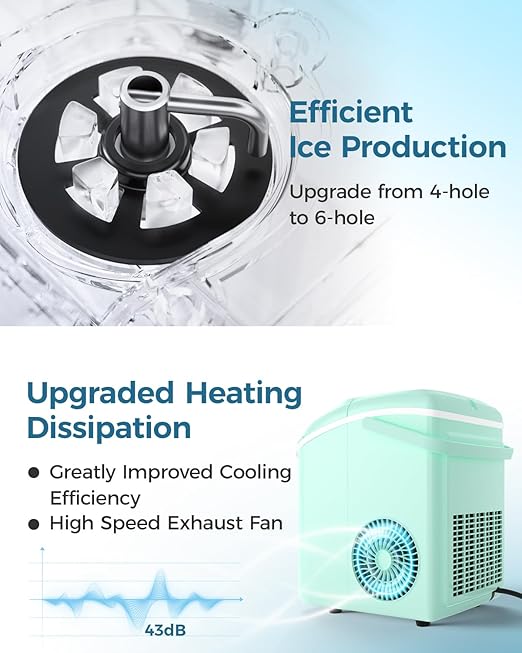 Ice Makers Countertop Nugget Ice Cubes, Portable Ice Maker, Self Cleaning Pebble Ice Machine, 33lbs/24h, Lower Noise, Small Sonic Ice Maker for Home, Kitchen, Office, Counter Top Pellet Ice Generator
