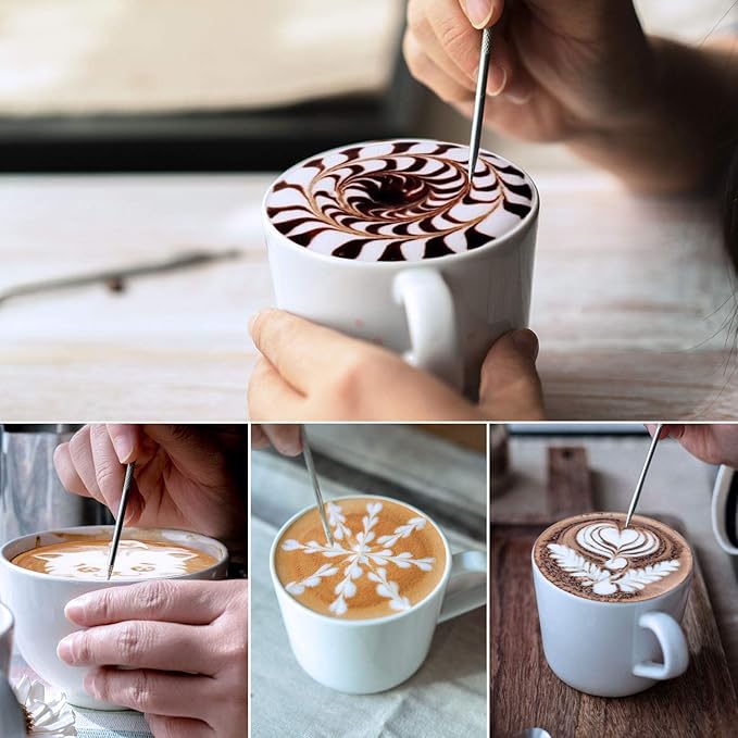 Milk Frothing Pitcher, 600ml (20oz) Steaming Pitchers Stainless Steel Milk Coffee Cappuccino Latte Art Barista Steam Pitchers Milk Jug Cup with Decorating Art Pen, Bright Black
