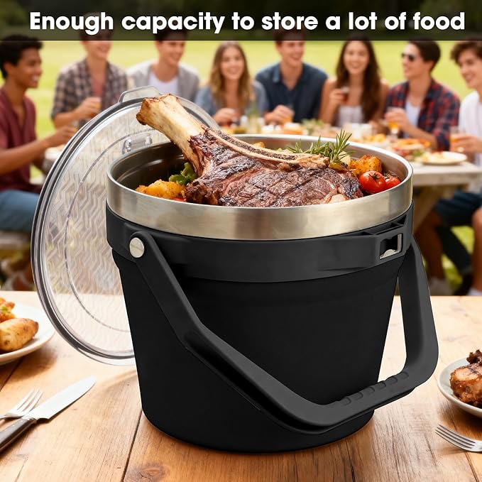 COKTIK 7L Insulated Ice Bucket with Lid，Double Wall Vacuum Stainless Steel Beverage Bucket Keeps Frozen Longer，Holds 6 Longnecks or 3 Bottles of Wine，for Cocktail, Champagne, Large Parties(Black)