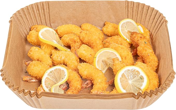 Restaurantware-Pastry Tek 8.1 x 8.1 x 1.8 Inch Air Fryer Liners, 100 Square Air Fryer Baskets - No-Stick Silicone Coating, Unbleached, Food-Grade Paper Liners, For Steamer, Microwave, Oven, Fry Pan
