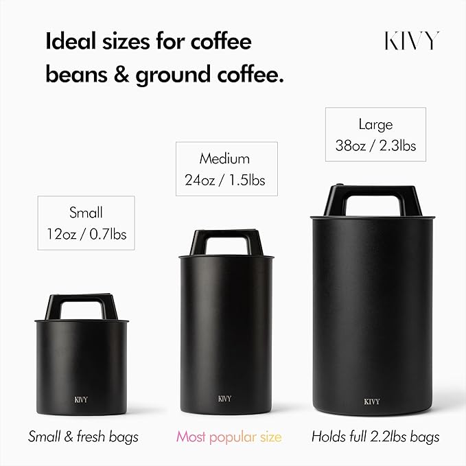 KIVY Vacuum Seal Coffee Canister (Glass) - Coffee Canister with Airtight Lid - Airtight Coffee Jar - Air Tight Coffee Container - Vacuum Storage