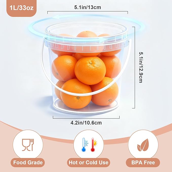 ASEVAT 10 Pack Screw Top Food Storage Containers with Lids, 33oz（1000ml Clear Plastic Jars for Kitchen Pantry Organization – Dry Food Canisters for Flour, Sugar, Rice & Slime – BPA Free & Stackable