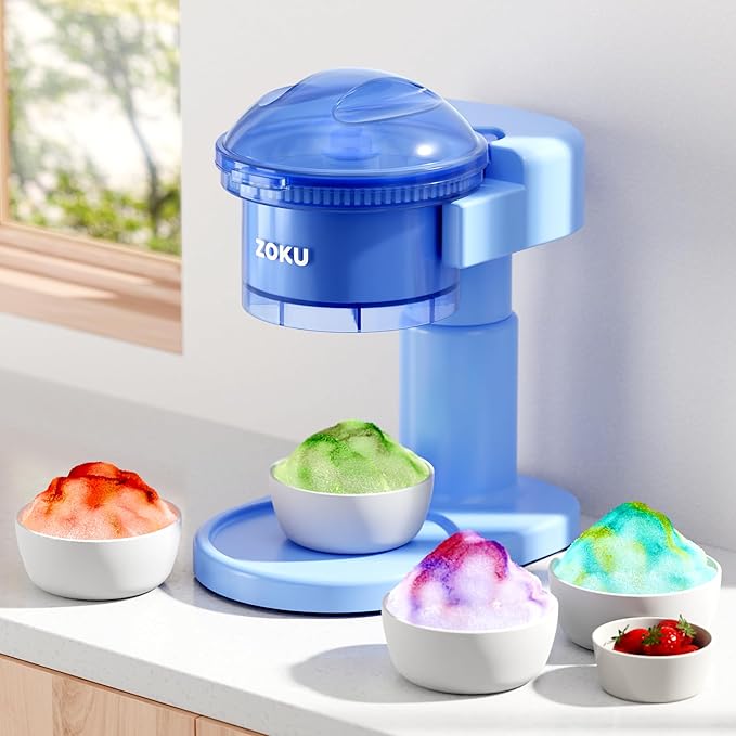 ZOKU Snow Cone Machine, Easy-to-Use Shaved Ice Maker with Stainless Steel Blades for Homemade Frozen Treats, Perfect for Icy Drinks, Slushies, and Margaritas