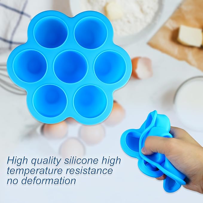 3 Pack Silicone Air Fryer Egg Bite Mold with Lid, 8 Inch Large Silicone Egg Bite Mold for Air Fryer Reusable Pan Accessories, Alternative to Sous Vide EggLarge Bite Maker
