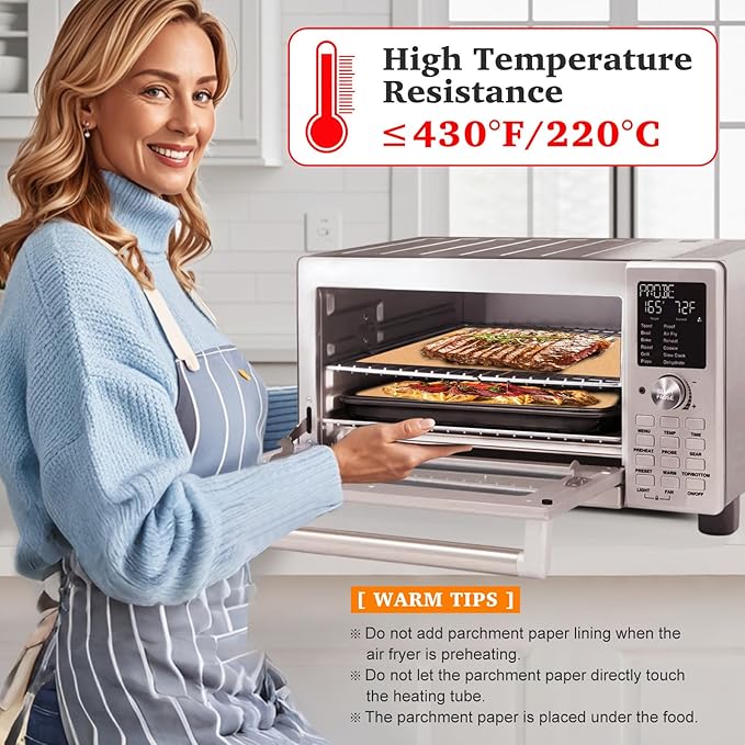 Air Fryer Liners Disposable Parchment Compatible with Nuwave Bravo xl Air Fryer Toaster Smart Oven, Baking Sheet Liners AirFryer Accessories for Nuwave 12-in-1 30qt Oven, 120 Sheets, 9x13 inches