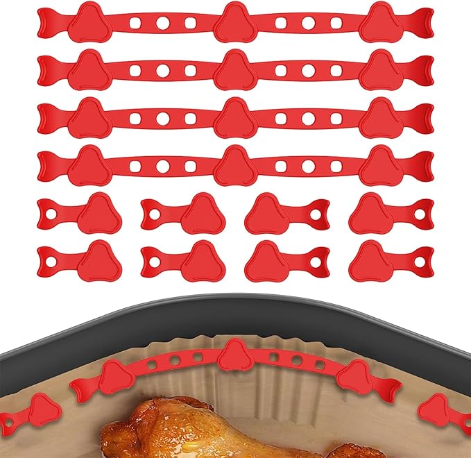 Air Fryer Magnets Silicone Buckle for Parchment Paper Liners, High-Temp Resistant Air Fryer Accessories, Safely Lock Paper from Heating Element or Covering Food, Prevent Burning (Triangular)