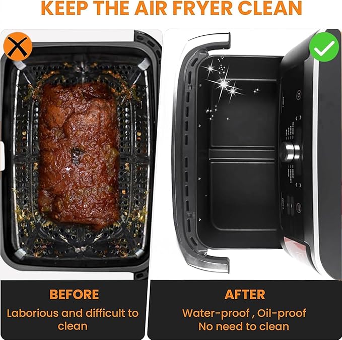 Air Fryer Silicone Liners for Ninja DZ071, 3 Pack Reusable 7-QT DualZone Megazone Air Fryer Accessories, 2 Pcs Liners for Dual 3.5QT Baskets 1 Pcs Liner for 7-QT Megazone Basket