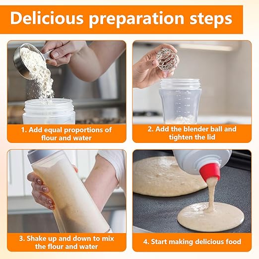 2 Pack Pancake Batter Dispenser,Pancake Batter Dispenser Bottle with Whisk Ball & Stand Base,Batter Mixer and Dispenser,Kitchen Baking Tool for Cupcakes,Muffins,Crepes,Waffle