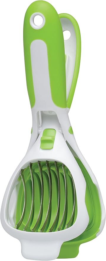 HIC Kitchen Handy Dandy Slicer For Eggs, Fruit, Mushrooms, Stainless Steel Blades, Non-Slip Grip, Spring-Loaded Action
