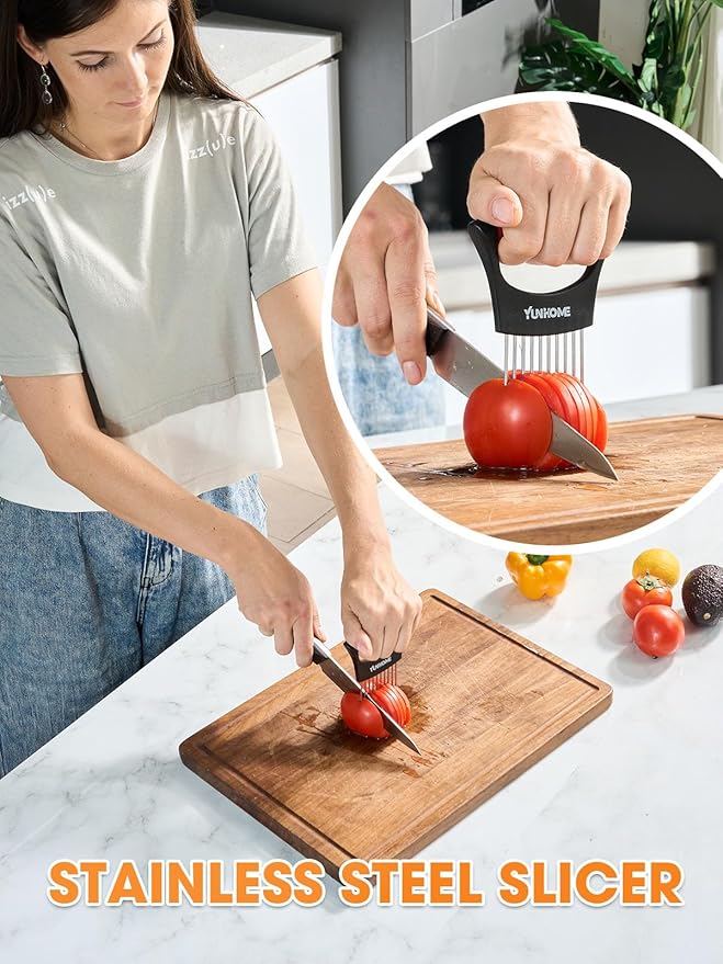 Onion Holder for Slicing | Onion Slicer Holder | Tomato Cutter for Slicing of Lemon Avocados Eggs and Fruit, Multifunctional Vegetable Chopper, Home Essentials & Kitchen Gadgets Tool for Food Prep