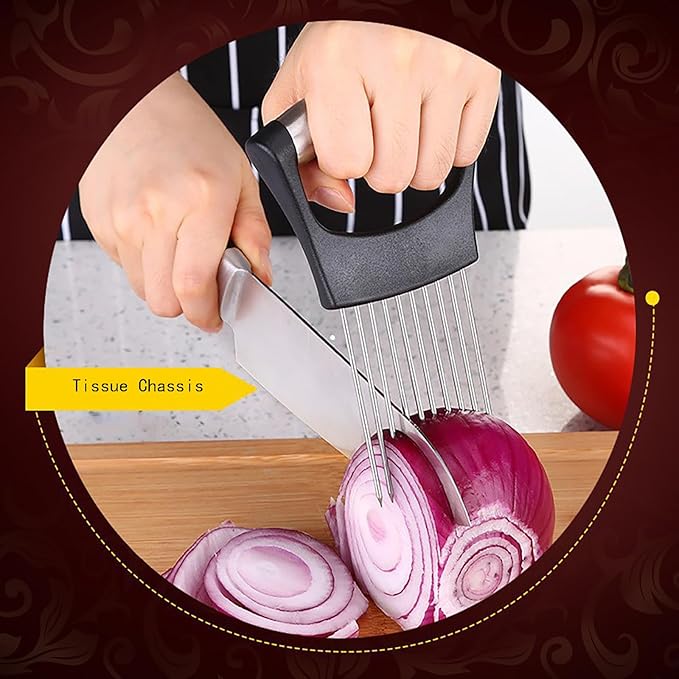 2Pcs Onion Holder, Onion Slicer, Onion Cutter for Slicing of Fruits and Other Vegetables,Multi-Purpose Kitchen Accessory,With protective cover,Finger Guards for Cutting Food