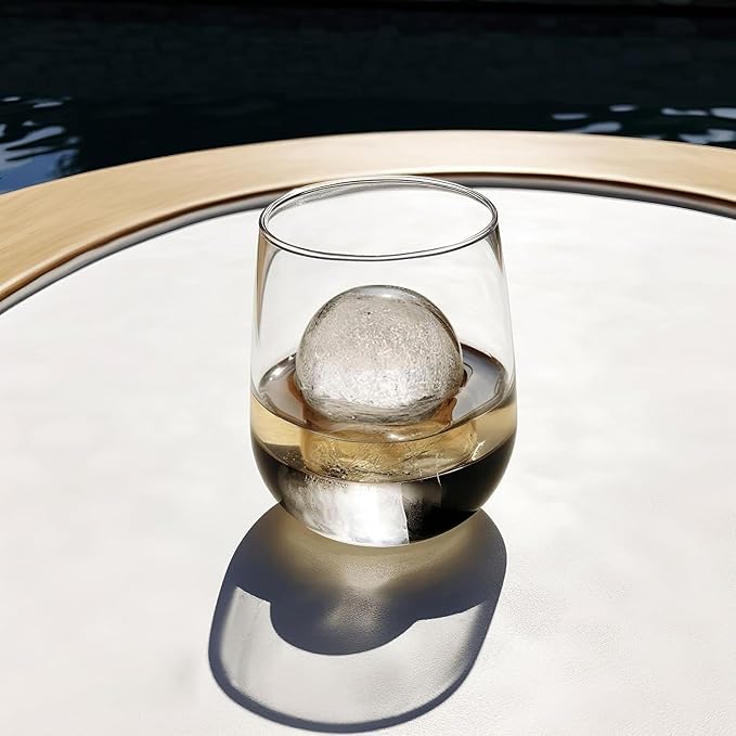 Round Ice Cube Molds – Large Whiskey Ice Ball Maker | BPA-Free Silicone Sphere Mold for Bourbon Cocktails Scotch & Home Bar | Slow-Melting Ice Balls