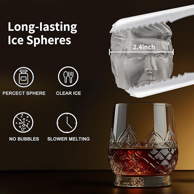 Clear Ice Cube Maker Mold-VDHU 2.4"Ice Cube Trays/Funny Presidential Head Molds,Easy-Release Ice Maker for Easter,Whiskey Cocktail,Bourbon,holidays,parties,Birthday Gift Men/Dad