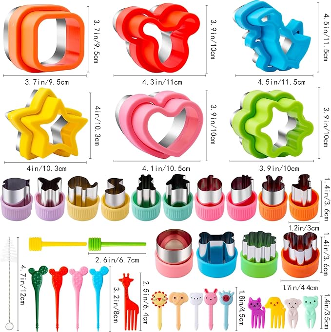 Sandwich Cutter for Kids Lunch 48 Pcs (LARGE), Nifogo Sandwich Maker, Cookie Cutters and Sealer Set, Bread Decruster, Dinosaur Mickey Heart Shape for Boys Girls