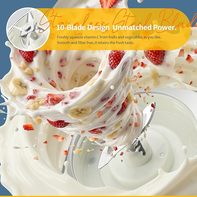 SUNHAIXIA Portable Blender - Citrus Juicer with Type-C Rechargeable (WHITE-600ML)