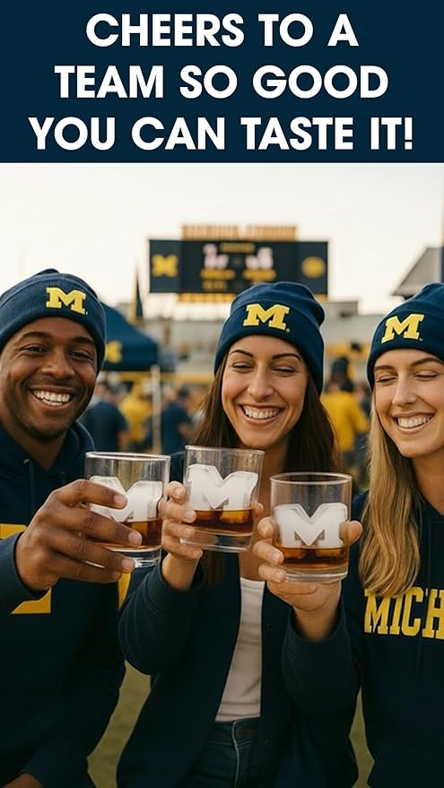 TEAM ICE - Michigan Silicone Ice Cube Tray - Large Silicone Ice Cube Mold for Whiskey & Cocktails, Durable Ice Tray for Game Day Drinks, College Logo Ice Mold for Fans & Tailgate Parties