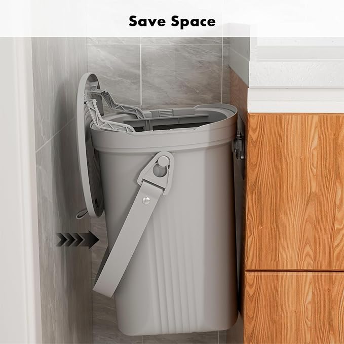 Mountable Silicone Collapsible Kitchen Compost Bin Under Sink,Surumer Hanging Trash Can with Lid for |Cupboard|Bathroom|Bedroom|Office|Camping, Indoor Compost Bucket, 2 Gallon Black