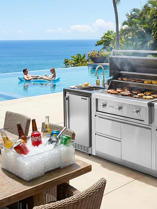 Coolski Nugget Ice Maker Machine Commercial, Ready in 6 Minutes, Under Counter Outdoor Ice Machine for Home Party RV, Self-Cleaning & Timer, 130Lbs/Day