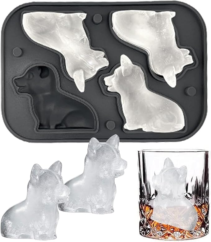 2026 New 3D Cat Ice Cube Mold: Bulldog Whiskey Ice Cube Mold Tray Set Molds Small For Freezer Mini Cat Shaped Silicone Tiny Block Shaved Plunge Cooler Cute Cocktails With Lid Fancy (Corgi)
