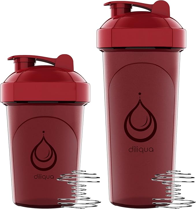 diliqua 10 PACK- Shaker Bottles with Wire Whisks for Protein Mixes | Leakproof Blender Shaker Bottle Pack | BPA-Free & Dishwasher Safe | 5 Large 28 oz & 5 Small 20 oz Shaker Bottle | Cups for Shakes