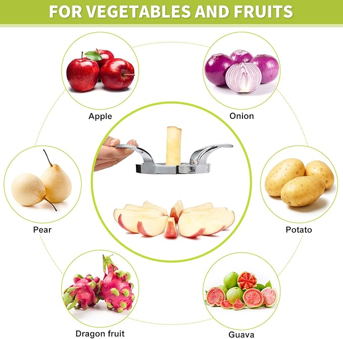 LIIGEMI Apple Slicer,12-Slices Stainless Steel Cutter，Heavy Duty Stainless Steel Apple Cutter and Divider， Anti-slip Handle，Gifts for Mom， Easy to Use.