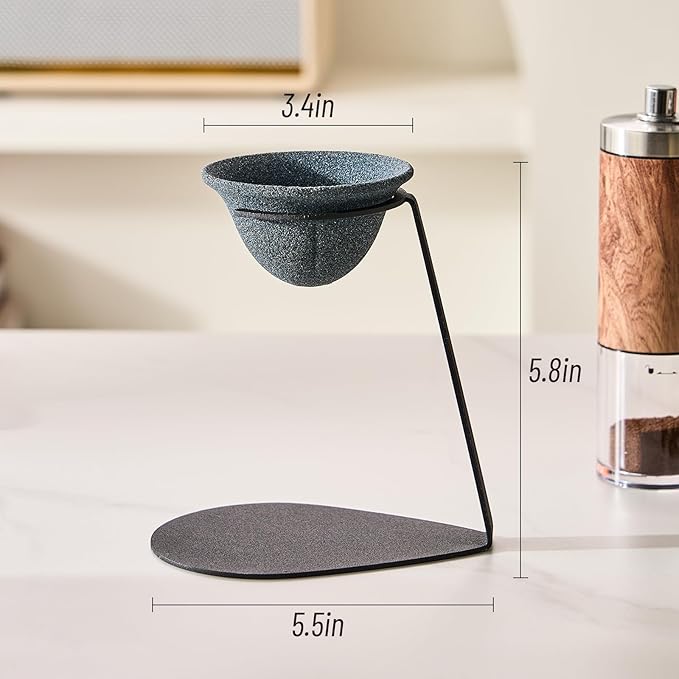 Baalaka Pour Over Coffee Dripper Set, Reusable Ceramics Coffee Filter, Paperless Single Cup Coffee Maker with Non-Slip Stand, Drip Coffee Maker with Metal Coffee Filter Holder