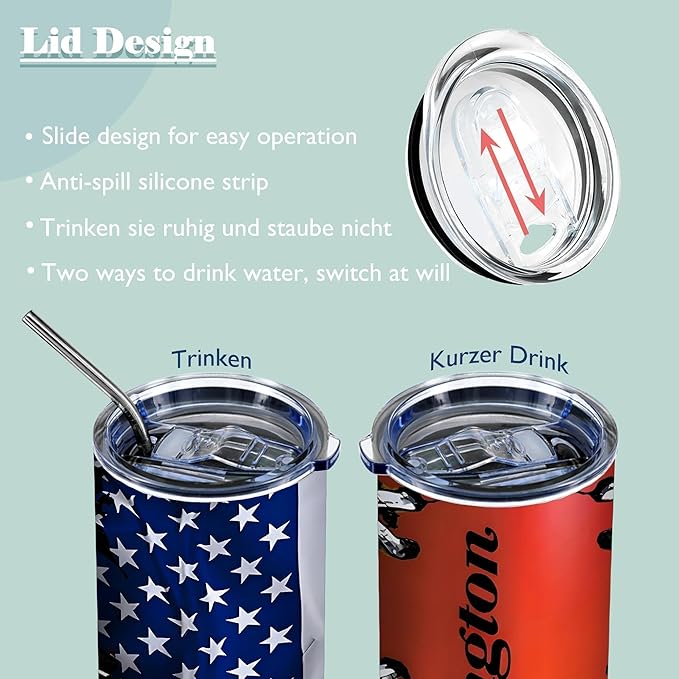 ATHAND Funny Skinny Tumbler,20 Oz Insulated Stainless Steel Iced Coffee Tumbler with Lid,Shotgun Shell and American Flag Design Cup,Novelty Gifts for Hunters Men,1 Pcs