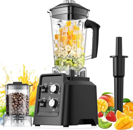 Blender for Smoothies, 68oz Countertop Blenders for Kitchen with 20oz Grinder Cup, 1800W Smoothie Blender, Ice Crushing, Frozen Fruit, Protein Shake Maker with Timer, Self Cleaning, Black