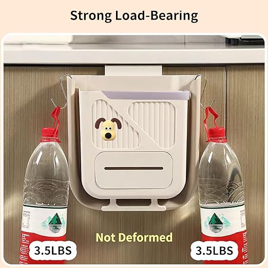 Hanging Trash Can for Kitchen Cabinet Door,2.64 Gallon Collapsible Trash Can,Made of Premium TPR and PP,Ideal for Kitchen and Bathroom, or as A Rv Trash Can and Camping Trash Can