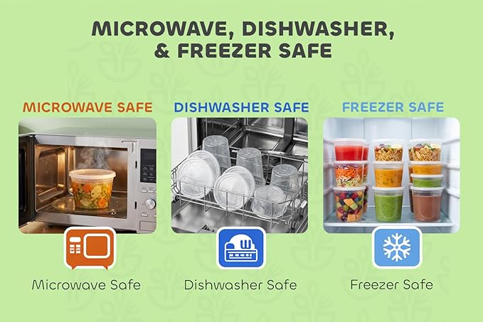 JoyServe 48 Sets Deli Containers with Lids – 8oz, 16oz & 32oz – Leak Proof, Microwaveable, Dishwasher & Freezer Safe – Plastic Food Storage & Soup Containers