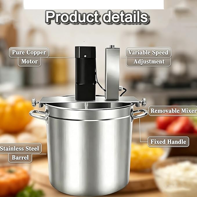 Commercial Automatic Food Mixer, Jam Sauce Heating Mixer, Hot Pot Seasoning Bottom Soup Sauce Stirrer Frying Machine, Stainless Steel Electric Food Mixer with 4 Blade Stirring Scraper 40l