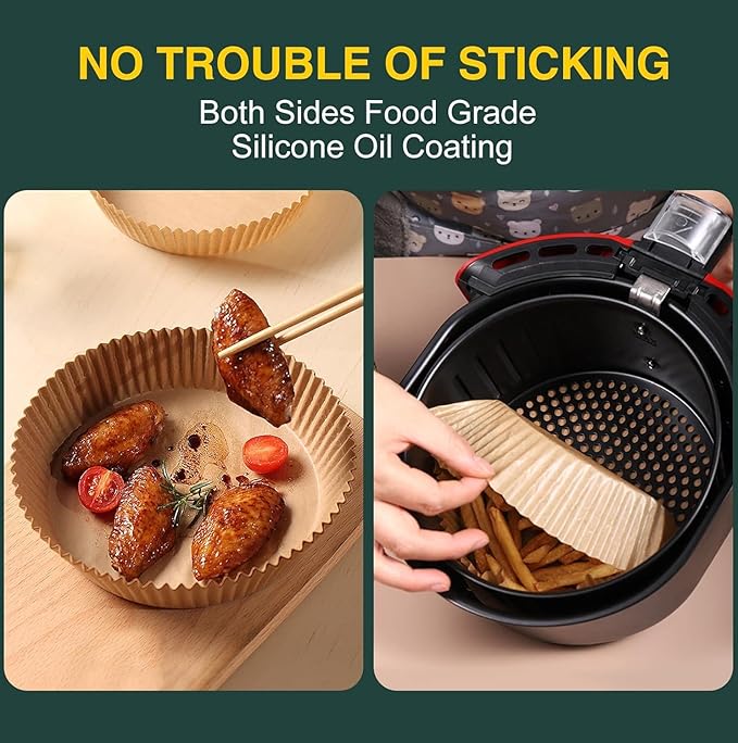 Air Fryer Disposable Paper Liner, Non-Stick Round Parchment, AirFryer Accessories, Oil Proof, Water Proof, Cooking Baking Roasting Filter for Microwave Oven Frying Pan(125PCS, 6.3inch)