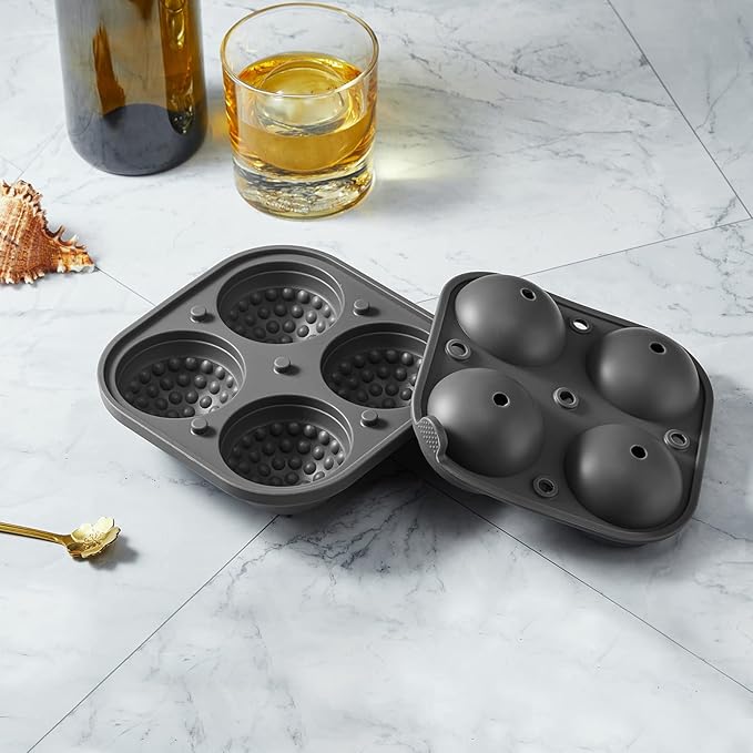 ACOOKEE Golf Ice Cube Trays, 2.5" Large Sphere Round Golf Ice Cube Mold for Cocktails, Whiskey, Bourbon Chilling, Fun Shapes Silicone Big Circle Ice Cube Trays w/Funnel