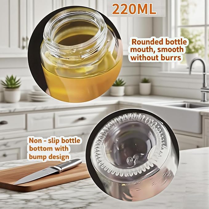 Olive Oil Sprayer for Cooking, 220ml Glass Oil Dispenser for Kitchen Gadgets, Food Grade Premium Spray Bottle, Continuous Spray with Portion Control, for Salad, Frying, BBQ (Black Cap)