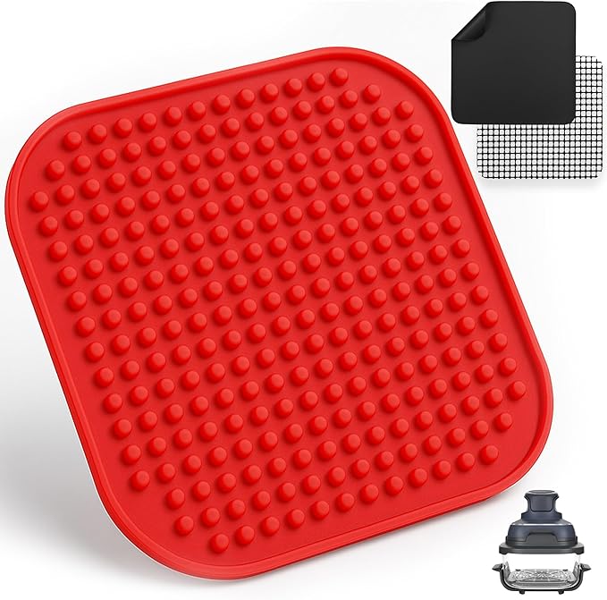 Reusable Air Fryer Liners for Ninja Crispi 3-in-1 and Ninja Crispi Pro, Silicone Mat & Fiberglass Grill Liner and Mesh, BPA & PFOA-Free, Heat Resistant, Non-Stick, Dishwasher Safe