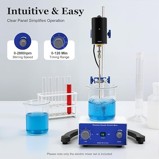 Electric Overhead Stirrer, Automatic Stirrer Max.40L 100W 0-2800RPM LCD Digital Lab Mixer Time and Speed Adjustable Equipped Overhead Stirrer Precision Mixer for Various Uses