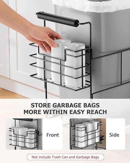 Bulado Pull Out Trash Can Under Cabinet, Under Sink Trash Can Kit for 7.5-10 Gallon with Garbage Bag Holder, Heavy Duty Steel Frame, Holds Up to 125 lbs, Easy to Install (Bin Not Included)