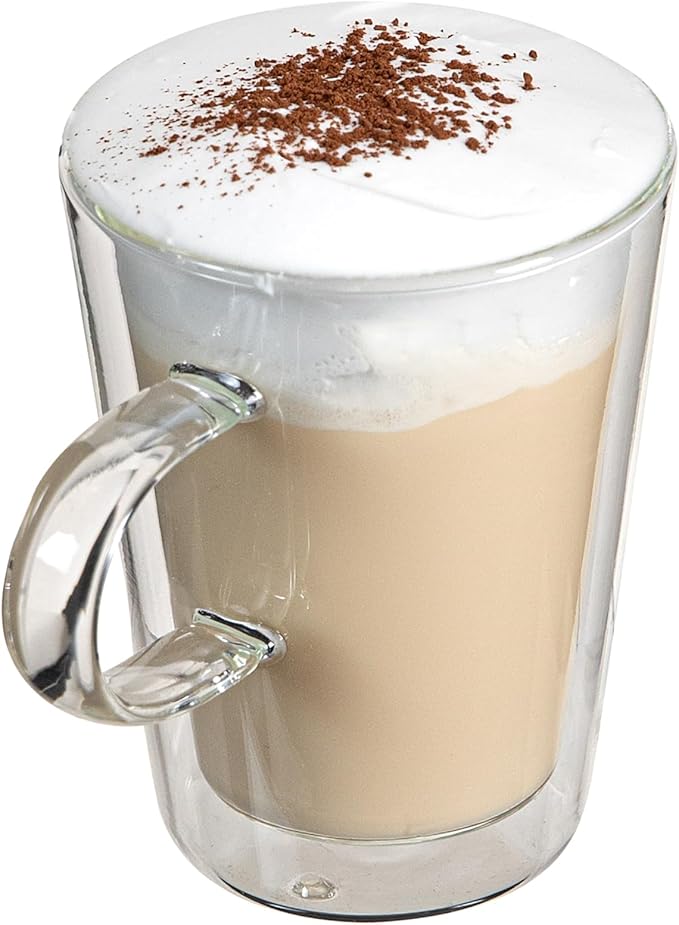 Restaurantware Glass Espresso Cups 5 Count 12 Ounces Borosilicate Double Wall Glass Coffee Mugs Insulated Clear Tea Drinkware for Hot or Cold Beverages